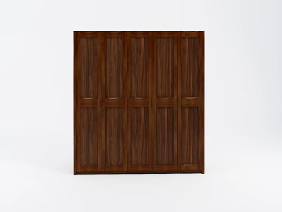 Classic Dark Brown Solid Wood Cabinet Door With Vertical Panel Design 3d model