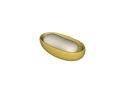 Modern Gold Bathroom Soap Dish With Oval Shape And White Interior 3d model