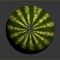 Fresh Ripe Watermelon With Green And Yellow Striped Smooth Surface On Grey Background