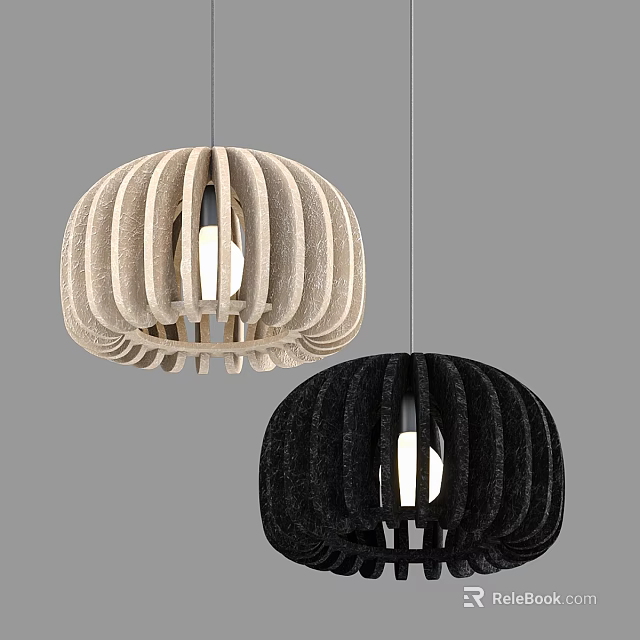 Elegant Pendant Lights With Ribbed Structure Light And Dark Colored Modern Design 3d model
