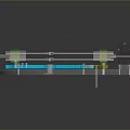 Mechanical Transmission Device With Blue Gear Yellow Pinion Motor Green Components And White Base