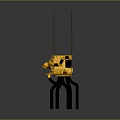 Yellow Industrial Mechanical Equipment With Black Support Legs And Hanging Chains