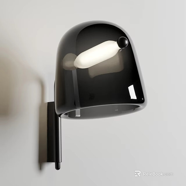Modern Black Wall Sconce With Sleek Design And White Illuminated Bulb 3d model
