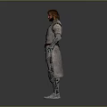 Male Character In Gray Coat With Leather Belt Gloves Layered Pants And Metallic Shoes
