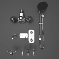 Chrome Shower Faucet Set With Handheld Showerhead Mounting Bracket Control Valve And Accessories