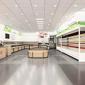 Modern Supermarket Department Store Interior with Bright Lighting Spacious Layout Shelves Product Displays and Checkout