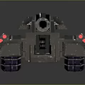 3D Sci fi Tank With Grey Red Armor And Cannon 3d model