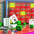 Vibrant Decorative Ornament Set Including Mahjong Tiles Green Dice Playing Cards And Poker Chips