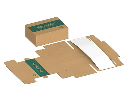 Brown Cardboard Selection Box Featuring Assembled And Unfolded Design 3d model