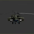 Camouflage Military Helicopter With Large Rotor Blades Detailed Body Design And Landing Gear