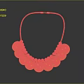 Golden Scallop Shaped Necklace With Small Beads And Brown Leather Cord