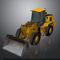 Yellow Construction Loader With Front Bucket And Large Black Tires 3d model