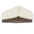 Plush Light Beige Sofa Stool With Soft Cushion And Walnut Wooden Base