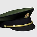 Green And Black Military Hat With Golden Star Badge Gold Hat Band And White Accent