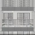 Modern Residential Building with Landscaped Courtyard Trees and Water Reflections