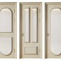 Beige Hinged Doors With Various Glass Panel Designs And Golden Handles