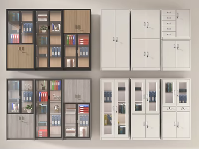 Modern Storage Cabinets With Open Shelves Closed Doors And Drawers For Office Home Organization 3d model