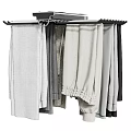Hanging Casual Pants on Black Hanger with Various Colors Gray Beige Black and Drawstring Detail