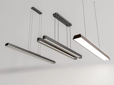Modern Linear Pendant Lights with Slim Metal Design for Contemporary Ceiling Hanging 3d model