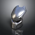 Futuristic Metallic Sci Fi Helmet With Smooth Surface And Glossy Finish