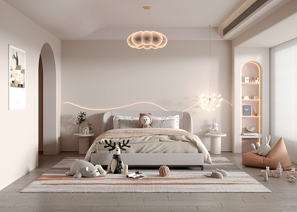 Cream Children's Room Modern Children's Room 3d model