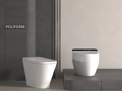 POLIFORM Modern White Toilets In Contemporary Bathroom With Smart Design And Sleek Style 3d model