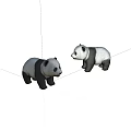 Two Cute Standing Black And White Panda Figures On White Background 3d model