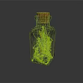 Decorative Clear Glass Bottle Featuring Cork Stopper And Green Plant Leaves Inside