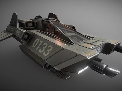 0133 Numbered Tactical Gray Fighter Jet With Cockpit Wings And Weapon System 3d model