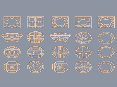 Intricately Carved Traditional Windows With Various Geometric Patterns And Shapes 3d model