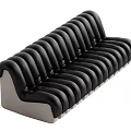 Black Leather Multi Person Sofa With Modern Striped Design And Comfortable Seating 3d model