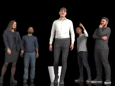 Diverse Group of People Standing Together With Various Poses And Business Casual Attire 3d model