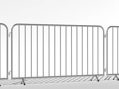 Movable Steel Fence With Vertical Bars And Sturdy Base For Temporary Safety 3d model