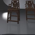 Traditional Chinese Style Dark Wooden Chairs With Intricate Carved Patterns