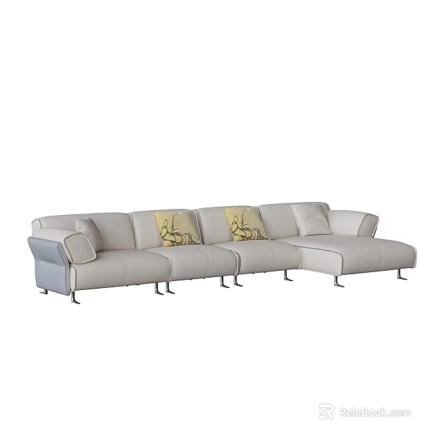 Modern Light Gray Modular Sectional Sofa Set With Soft Upholstery And Decorative Cushions 3d model