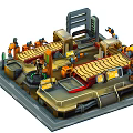 Modern Conveyor Isometric Mechanical Robot Assembling Conveyor 3d model