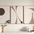 Minimalist Abstract Wall Art With Geometric Shapes And Neutral Tones Hanging On Living Room Wall