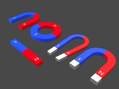 Hardware Tools Set Featuring Red Blue Horseshoe And Bar Magnets 3d model