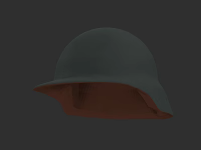 Green Military Style Hat with Round Crown and Brown Inner Lining Classic Design 3d model
