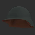 Green Military Style Hat with Round Crown and Brown Inner Lining Classic Design