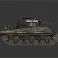Realistic Military Battle Tank With Heavy Tread Tracks And Long Gun Barrel
