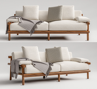 New Chinese-style double sofa 3d model