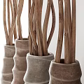 Decorative Textured Vases With Slender Brown Twigs For Home Decoration