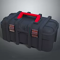 Durable Black Toolbox With Red Handle And Metal Buckles For Tool Storage 3d model