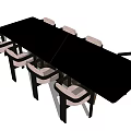 Modern Rectangular Dining Table Set With Six Comfortable Chairs For Home Dining Room