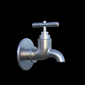 Modern Wall Mounted Silver Metal Water Faucet With Knob Handle Design