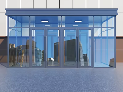 Modern Glass Swing Door Design With Transparent Panels For Commercial Building Entrance 3d model