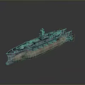 Detailed Vintage Military Ship Model With Cannons Deck Structure And Realistic Texture