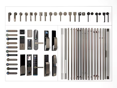 Modern Door Handles with Various Designs and Metal Materials for Home Improvement Projects 3d model