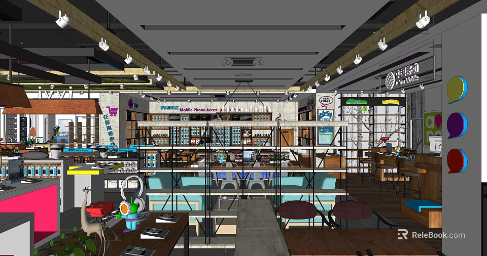 Modern Digital Store Interior Design With Electronics Display Shelves And Products 3d model 
